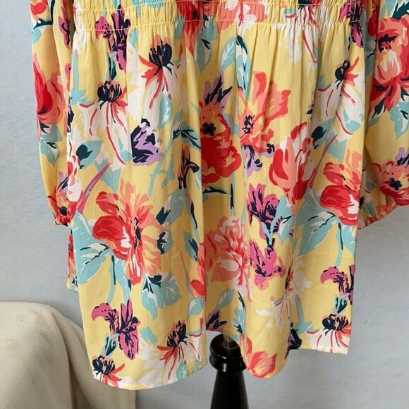 Cafe Marrakesh Ruffle Neck Button Up Ruched Blouse, Size 3X - Picture 7 of 9